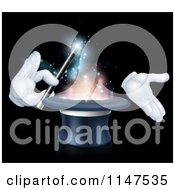 Clipart Of Gloved Hands Performing A Magic Trick In A Hat Royalty Free Vector Illustration