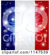 Bright Burst Of Light Over A French Flag