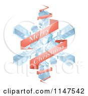 Red Merry Christmas Greeting Banner Around A Snowflake