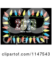 Clipart Of Colorful Christmas Lights Around Colorful Diamond 2013 New Year Text Royalty Free Vector Clipart by michaeltravers