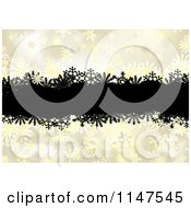 Background Of Black Grunge Over Golden Snowflakes