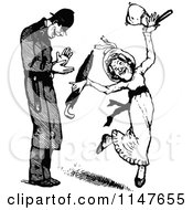 Poster, Art Print Of Retro Vintage Black And White Policeman And Dancing Woman