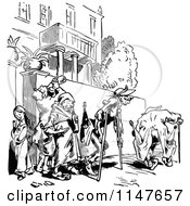 Clipart Of A Retro Vintage Black And White Crowd Of Drunk Men Royalty Free Vector Illustration