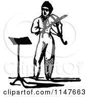 Retro Vintage Black And White Man Playing A Violin