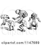 Poster, Art Print Of Retro Vintage Black And White Men Playing Leap Frog