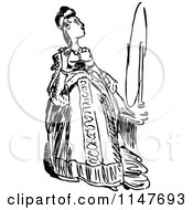 Clipart Of A Retro Vintage Black And White Woman Admiring Her Reflection In A Mirror Royalty Free Vector Illustration