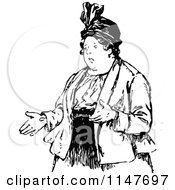 Clipart Of A Retro Vintage Black And White Woman Gesturing Royalty Free Vector Illustration