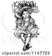 Poster, Art Print Of Retro Vintage Black And White Fancy Girl Reading