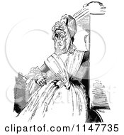 Clipart Of Retro Vintage Black And White Old Mother Hubbard Royalty Free Vector Illustration