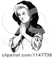 Poster, Art Print Of Retro Vintage Black And White Lady Praying