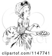 Poster, Art Print Of Retro Vintage Black And White Hostess Offering Cookies
