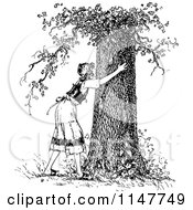 Clipart Of A Retro Vintage Black And White Woman Hugging A Tree Royalty Free Vector Illustration by Prawny Vintage