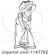 Clipart Of A Retro Vintage Black And White Woman Lifting Her Dress Royalty Free Vector Illustration