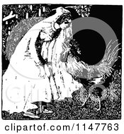 Poster, Art Print Of Retro Vintage Black And White Bride And Rooster