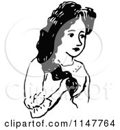 Clipart Of A Retro Vintage Black And White Woman With Long Hair Royalty Free Vector Illustration