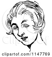 Clipart Of A Retro Vintage Black And White Womans Face Royalty Free Vector Illustration