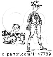 Poster, Art Print Of Retro Vintage Black And White Boy And Digging Girl
