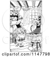 Clipart Of Retro Vintage Black And White Girls Doing Chores Royalty Free Vector Illustration by Prawny Vintage