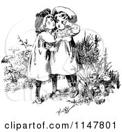 Poster, Art Print Of Retro Vintage Black And White Affectionate Sisters Embracing