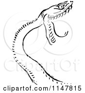 Clipart Of A Retro Vintage Black And White Attacking Snake Royalty Free Vector Illustration by Prawny Vintage