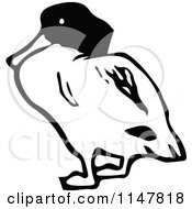 Clipart Of A Black And White Duck Royalty Free Vector Illustration