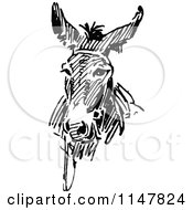 Clipart Of A Retro Vintage Black And White Donkey Face Royalty Free Vector Illustration by Prawny Vintage