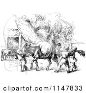 Poster, Art Print Of Retro Vintage Black And White Boy Leading A Donkey