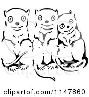 Poster, Art Print Of Retro Vintage Black And White Cute Critters