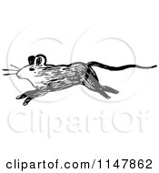 Poster, Art Print Of Retro Vintage Black And White Running Mouse