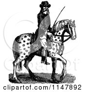 Retro Vintage Black And White Man On A Spotted Horse