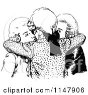 Poster, Art Print Of Retro Vintage Black And White Posh Men Hugging