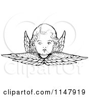 Clipart Of A Retro Vintage Black And White Cherub And Wings Royalty Free Vector Illustration by Prawny Vintage