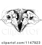 Clipart Of A Retro Vintage Black And White Cherubs Flying Towards A Star Royalty Free Vector Illustration