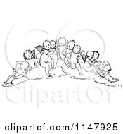 Clipart Of A Retro Vintage Black And White Group Of Cherubs Royalty Free Vector Illustration by Prawny Vintage