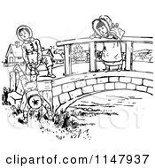 Poster, Art Print Of Retro Vintage Black And White Children Playing On A Bridge