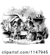 Poster, Art Print Of Retro Vintage Black And White Children Having A Tea Party