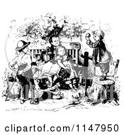 Poster, Art Print Of Retro Vintage Black And White Children Playing In A Garden