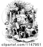 Poster, Art Print Of Retro Vintage Black And White Children Playing In A Garden 2
