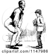 Poster, Art Print Of Retro Vintage Black And White Father Bending To Talk To His Son