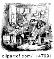 Poster, Art Print Of Retro Vintage Black And White Children Helping Their Dad At Work