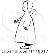 Clipart Of A Retro Vintage Black And White Little Girl Facing Left Royalty Free Vector Illustration
