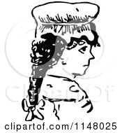Clipart Of A Retro Vintage Black And White Girl With A Braid And A Hat Royalty Free Vector Illustration by Prawny Vintage