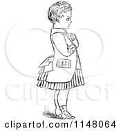 Clipart Of A Retro Vintage Black And White Posh Kid In Profile Royalty Free Vector Illustration