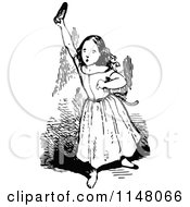 Poster, Art Print Of Retro Vintage Black And White Girl Holding Up A Shoe