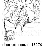Poster, Art Print Of Retro Vintage Black And White Girls In A Tree
