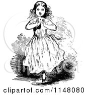 Clipart Of A Retro Vintage Black And White Girl Walking Royalty Free Vector Illustration