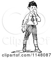 Clipart Of A Retro Vintage Black And White Crying Boy Royalty Free Vector Illustration