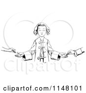 Clipart Of A Retro Vintage Black And White Boy Accepting Money Royalty Free Vector Illustration