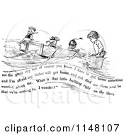 Poster, Art Print Of Retro Vintage Black And White Boys In A Boat With Text