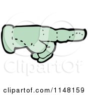 Cartoon Of A Pointing Green Hand Royalty Free Vector Clipart
